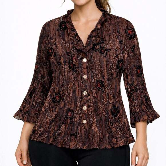 Dressbarn Tops - Dressbarn Women's Brown and Black Blouse